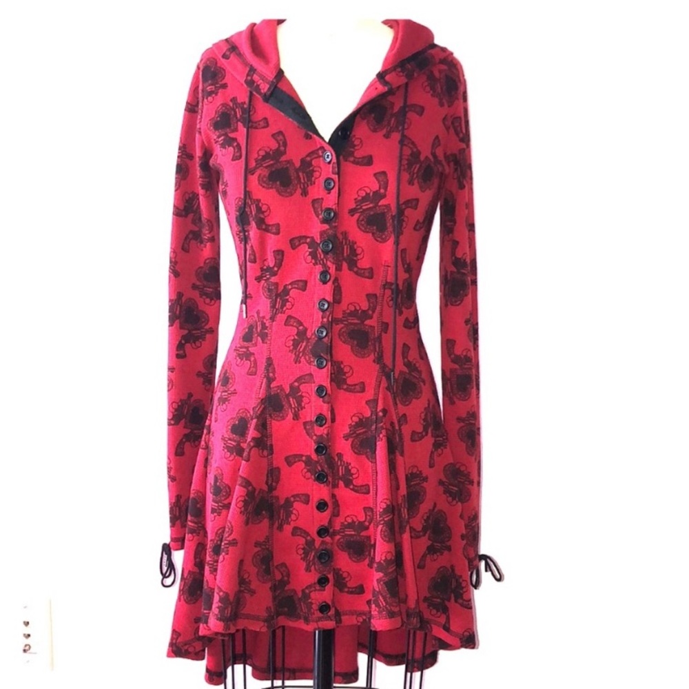 RARE! Betsey Johnson Red thermal hi-lo dress